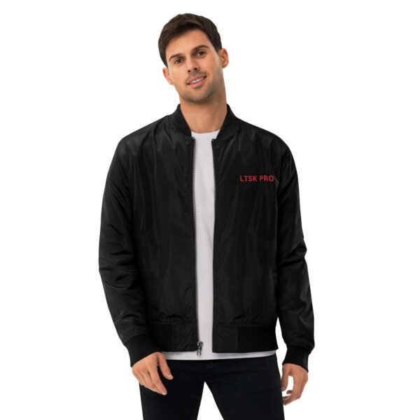 premium recycled bomber jacket black front 6617e11e673a6